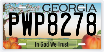 GA license plate PWP8278
