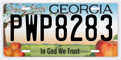 GA license plate PWP8283