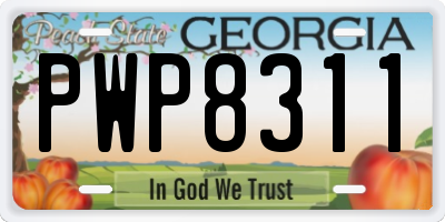 GA license plate PWP8311
