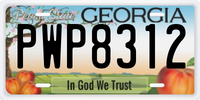 GA license plate PWP8312