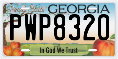 GA license plate PWP8320