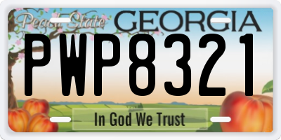 GA license plate PWP8321