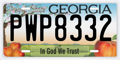 GA license plate PWP8332