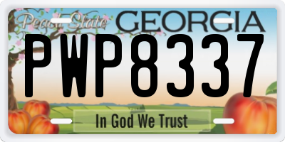 GA license plate PWP8337