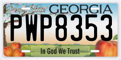 GA license plate PWP8353