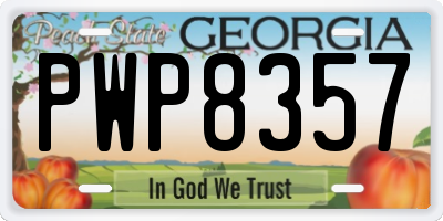 GA license plate PWP8357