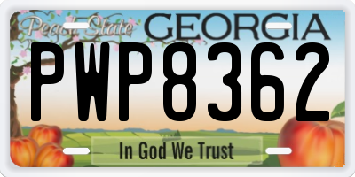 GA license plate PWP8362