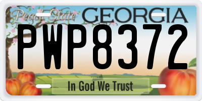 GA license plate PWP8372