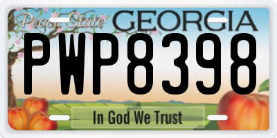 GA license plate PWP8398