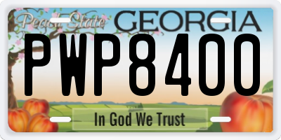 GA license plate PWP8400