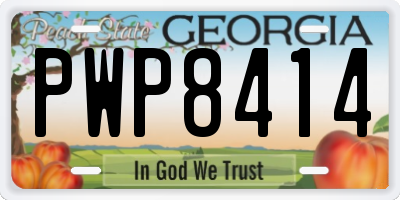 GA license plate PWP8414