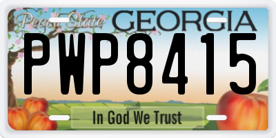 GA license plate PWP8415