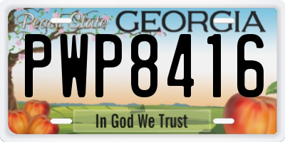 GA license plate PWP8416