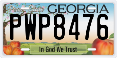 GA license plate PWP8476