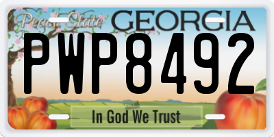 GA license plate PWP8492