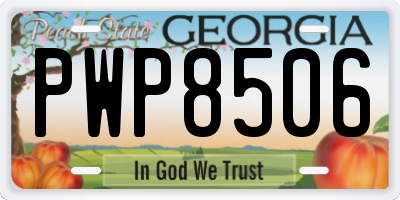 GA license plate PWP8506