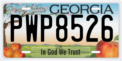 GA license plate PWP8526