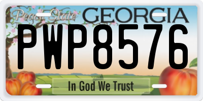 GA license plate PWP8576