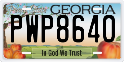 GA license plate PWP8640