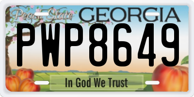 GA license plate PWP8649