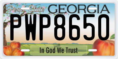 GA license plate PWP8650