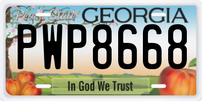 GA license plate PWP8668