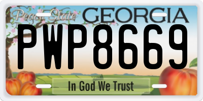 GA license plate PWP8669
