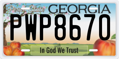 GA license plate PWP8670