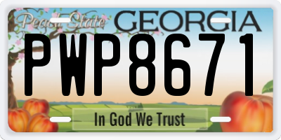 GA license plate PWP8671