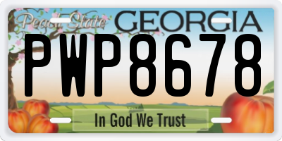 GA license plate PWP8678