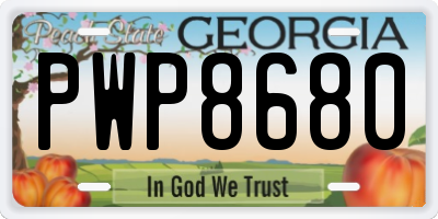 GA license plate PWP8680