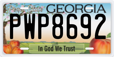 GA license plate PWP8692
