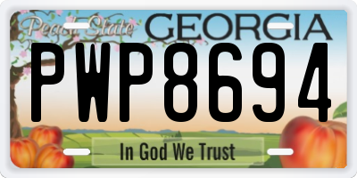 GA license plate PWP8694