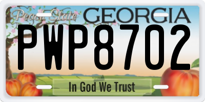 GA license plate PWP8702