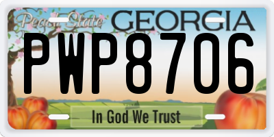 GA license plate PWP8706