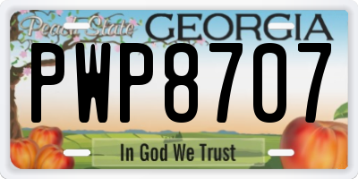 GA license plate PWP8707
