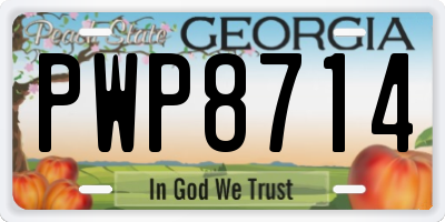 GA license plate PWP8714
