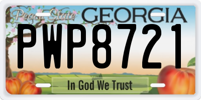 GA license plate PWP8721