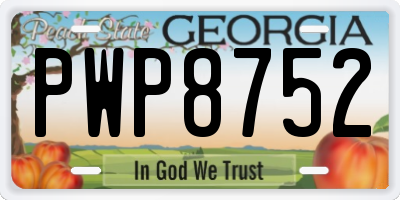 GA license plate PWP8752