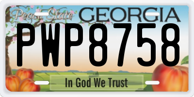GA license plate PWP8758