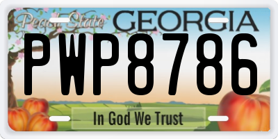 GA license plate PWP8786