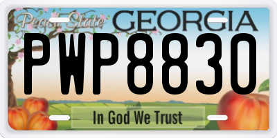 GA license plate PWP8830
