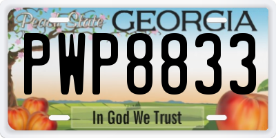 GA license plate PWP8833