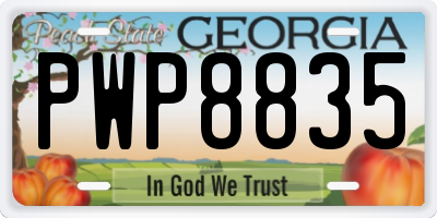 GA license plate PWP8835
