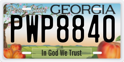 GA license plate PWP8840