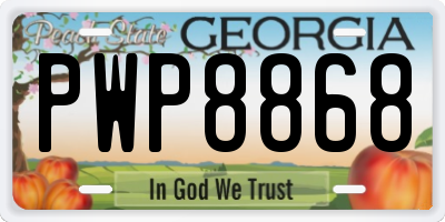 GA license plate PWP8868