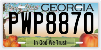 GA license plate PWP8870