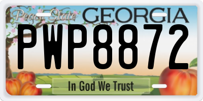 GA license plate PWP8872