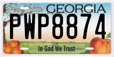 GA license plate PWP8874