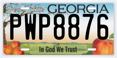 GA license plate PWP8876